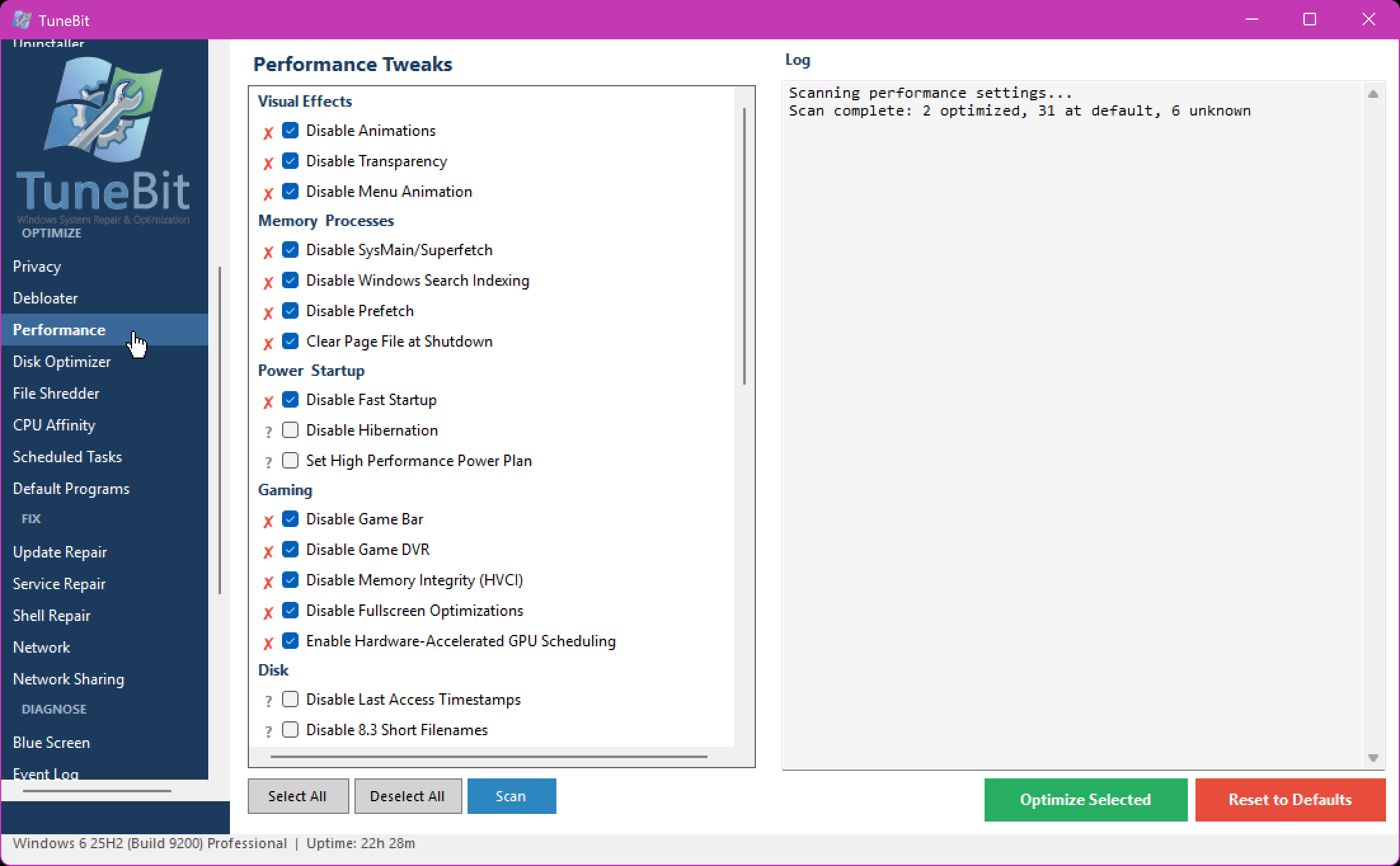 Performance Tweaks